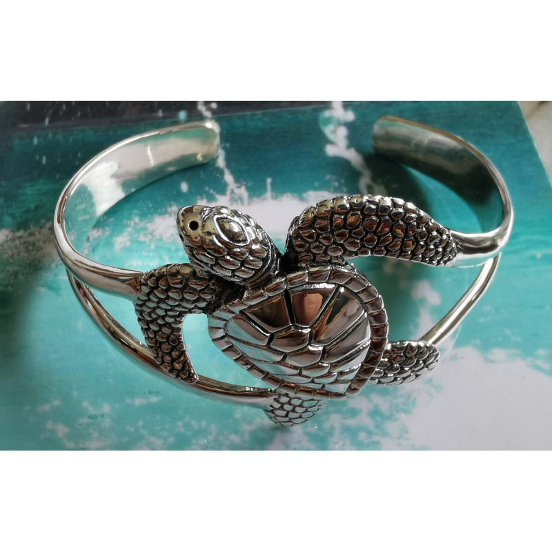 Bracelet rigide Tortue de mer Argent 925/1000ème
