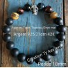 Bracelet onyx mat, oeil de tigre, oeil de faucon et oeil de taureau