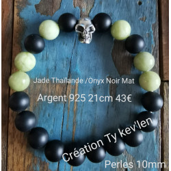 Bracelet onyx mat et Jade de Thaïlande